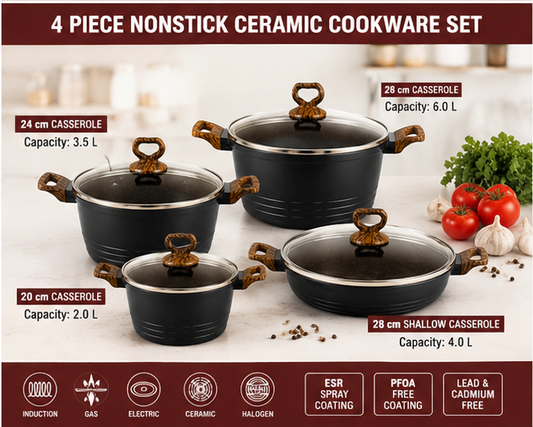 🍳  Premium Non-Stick Ceramic Cookware Set – Black