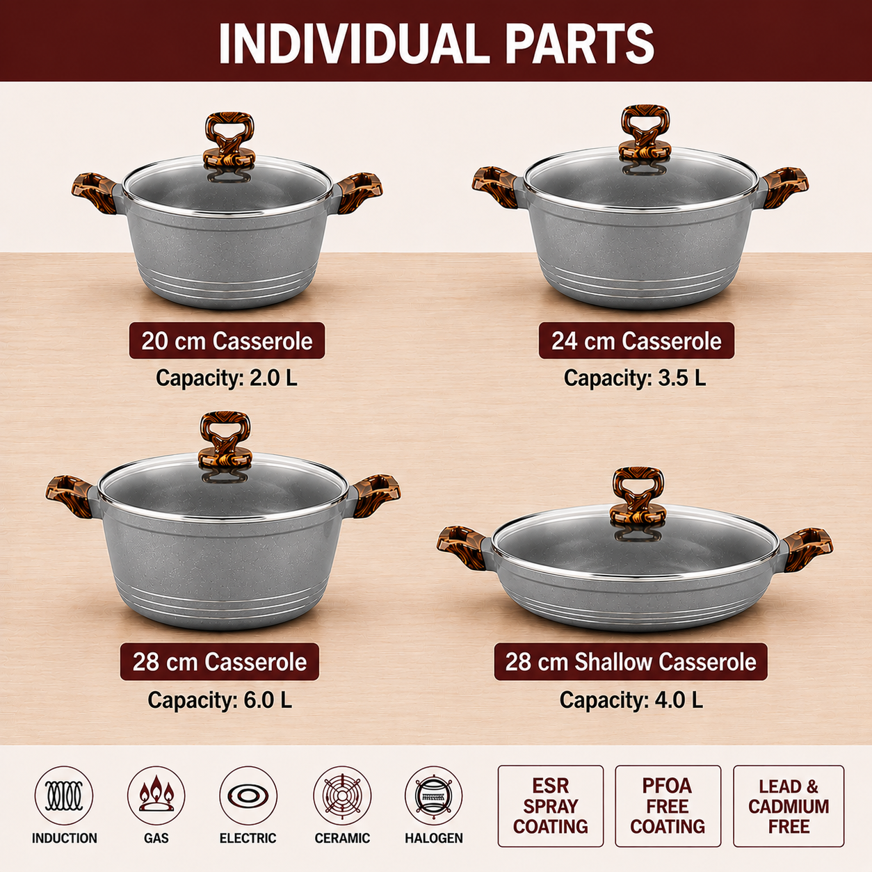 🍳Premium Non-Stick Ceramic Cookware Set – Grey