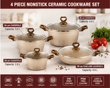 4 Piece Non-Stick Cookware Set – Cream Edition