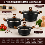 3-Piece Premium Non-Stick Ceramic Cookware Set – Black