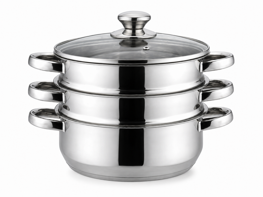 Stainless Steel Steamer Set – 3 Piece, 22cm