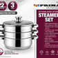 Stainless Steel Steamer Set – 3 Piece, 22cm