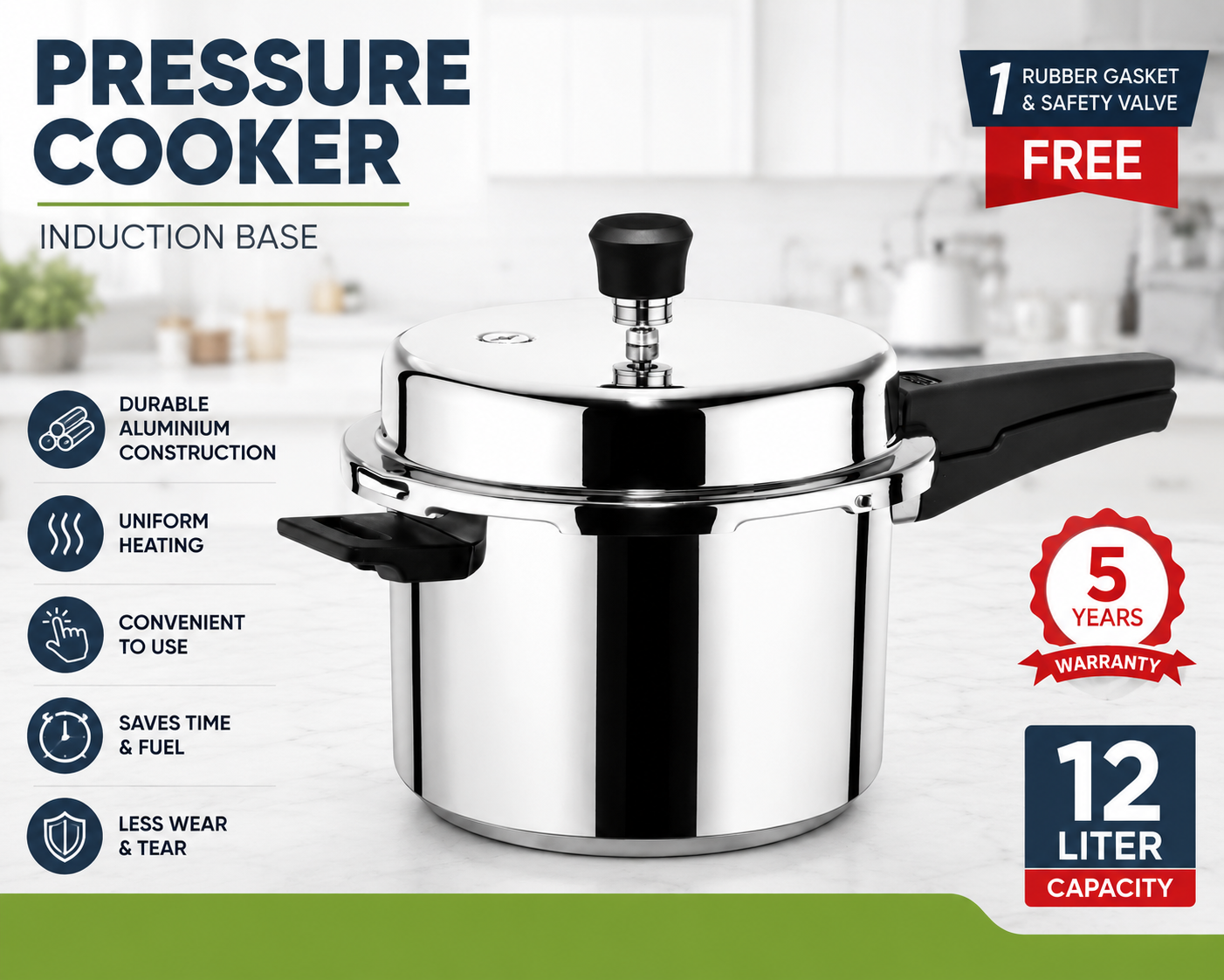 12L Pressure Cooker – Induction Base