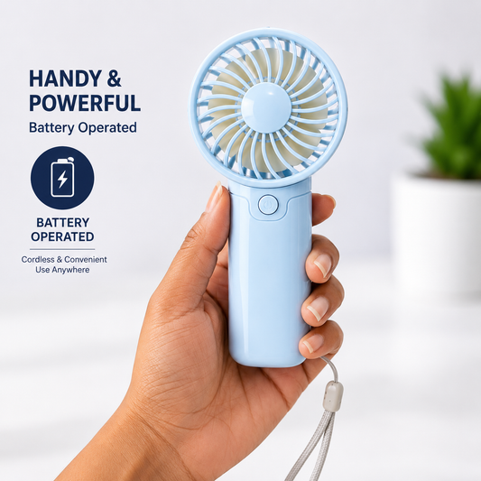 Portable Battery Operated Handheld Mini Fan – Assorted Colours
