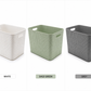 Storesmart 20L Rattan Effect Storage Box with Handles – Plastic Storage Basket | White, Sage Green & Grey