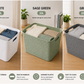 Storesmart 20L Rattan Effect Storage Box with Handles – Plastic Storage Basket | White, Sage Green & Grey