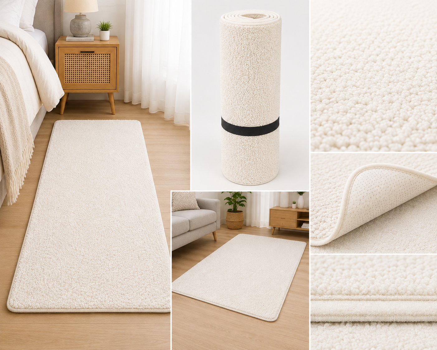My House & Home Bouclé Rug 60 x 110cm – Non-Slip Soft Area Rug with Luxury Foam Core