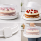 Cake Storage Box with Secure Lid & Carry Handle – White