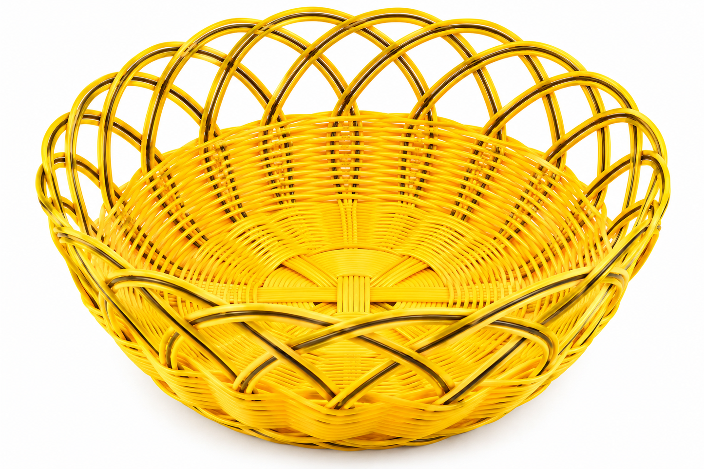 Round Woven Fruit Basket – Decorative Bread & Fruit Storage Bowl, Yellow