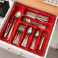 Red Plastic Cutlery Tray – 6 Compartment Kitchen Drawer Organiser