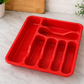 Red Plastic Cutlery Tray – 6 Compartment Kitchen Drawer Organiser