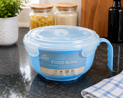 Cooke & Miller Microwaveable Food Bowl with Handle & Locking Lid – BPA Free Soup, Noodle & Lunch Bowl (940ml)