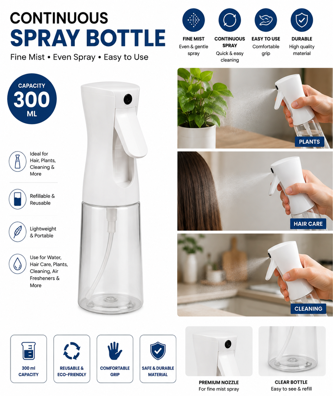 Oil Spray Bottle – Black | Fine Mist Sprayer for Kitchen Cooking