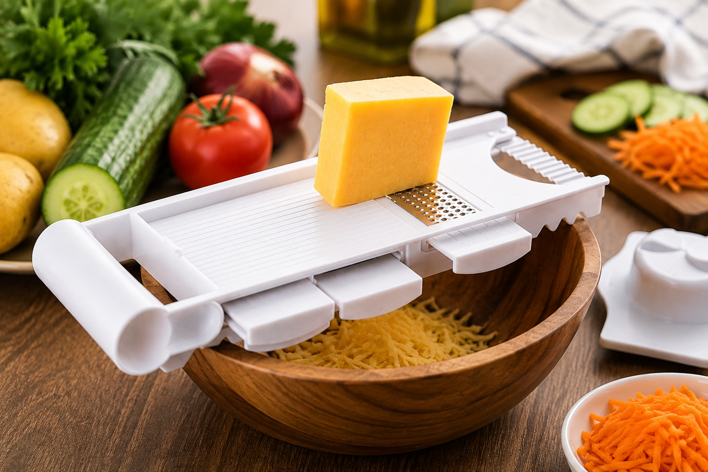 Multi Function Vegetable Slicer & Grater with Interchangeable Blades