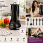 7 Piece Black Nylon Kitchen Utensil Set with Rotating Stand