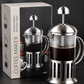 Stainless Steel & Glass French Press Coffee Maker | Manual Coffee Press | Heat-Resistant Coffee Maker