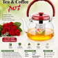 1800ml Glass Tea & Coffee Pot with Stainless Steel Infuser | Heat-Resistant Glass Teapot