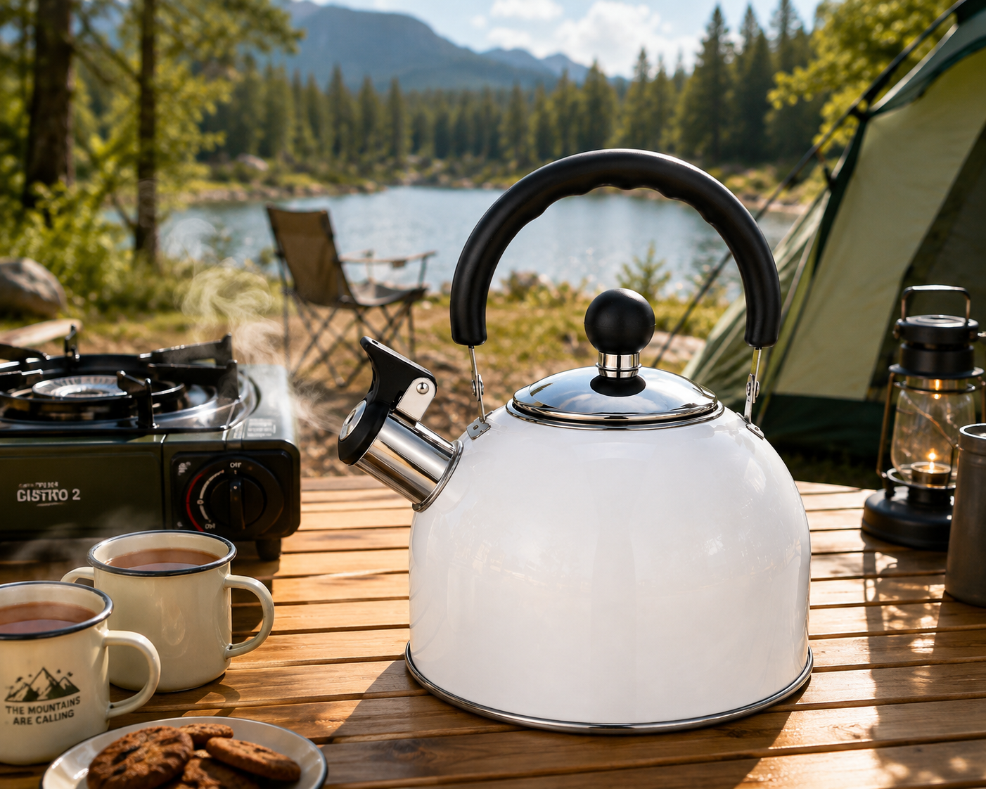 2.5L Stainless Steel Whistling Kettle | Induction Compatible Tea Kettle with Cool Touch Handle
