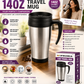 PRIMA 14oz Stainless Steel Travel Mug | Insulated Coffee Cup with Splash-Proof Lid