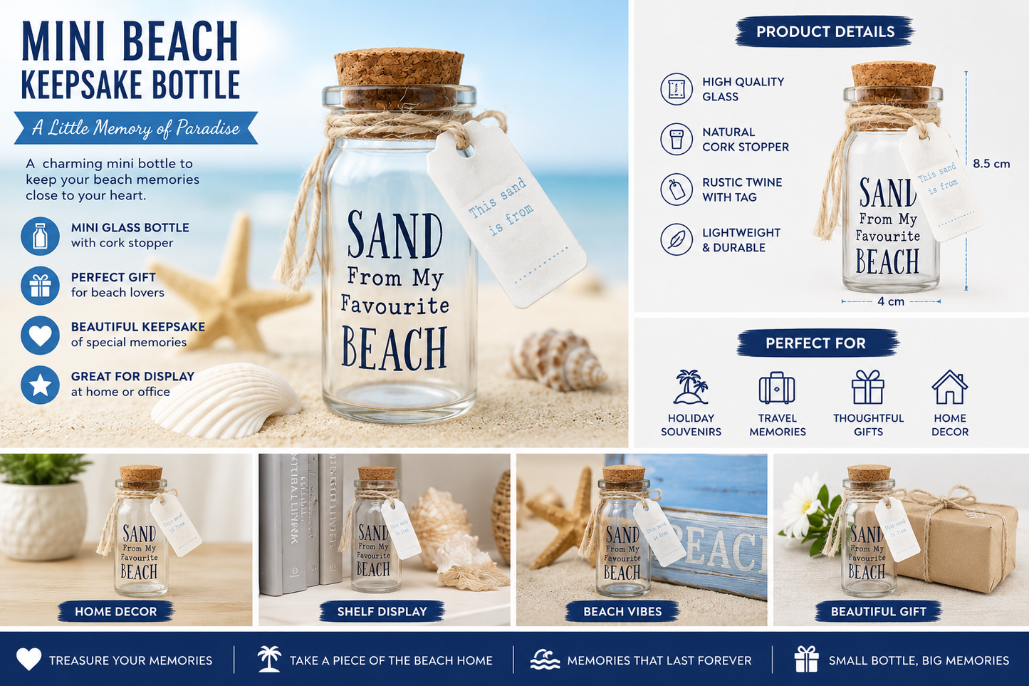 Mini Beach Keepsake Bottle – “Sand From My Favourite Beach” – Gift Souvenir