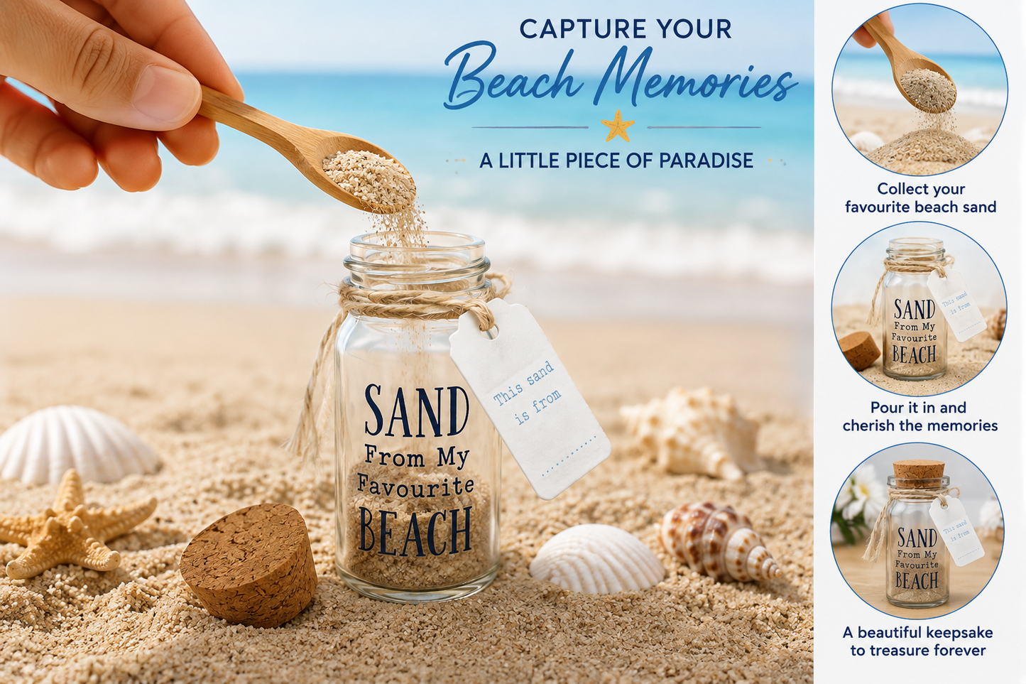 Mini Beach Keepsake Bottle – “Sand From My Favourite Beach” – Gift Souvenir