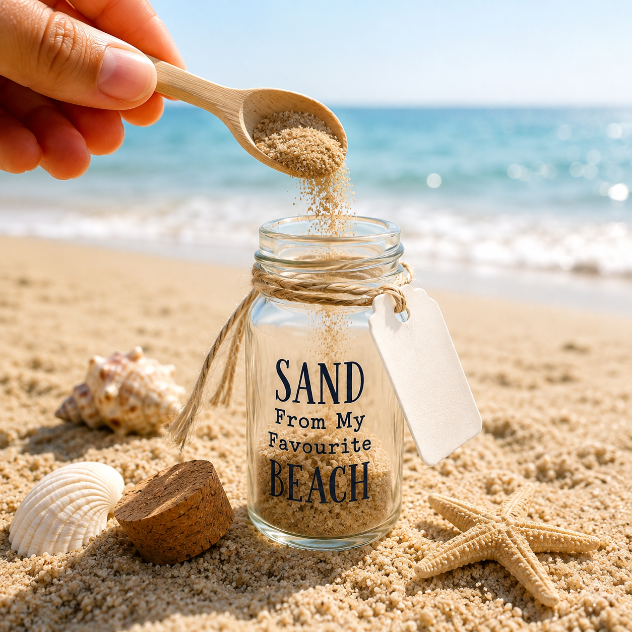 Mini Beach Keepsake Bottle – “Sand From My Favourite Beach” – Gift Souvenir