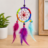 15cm Colourful Dreamcatcher Hanging Decoration – Feather Boho Room Wall Decor