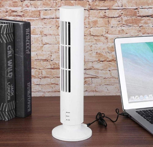 USB Mini Tower Fan – Portable Desktop Cooling Fan (Black or White)